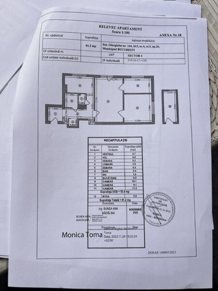 Sos. Giurgiului 164, ap. 3 camere, centrala proprie.